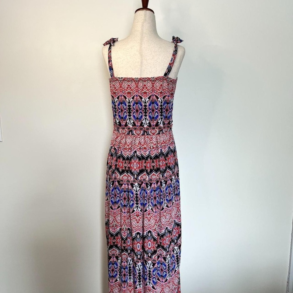 Paisley Red Maxi Dress Tie Straps WinWin Size Large - Picture 5 of 7